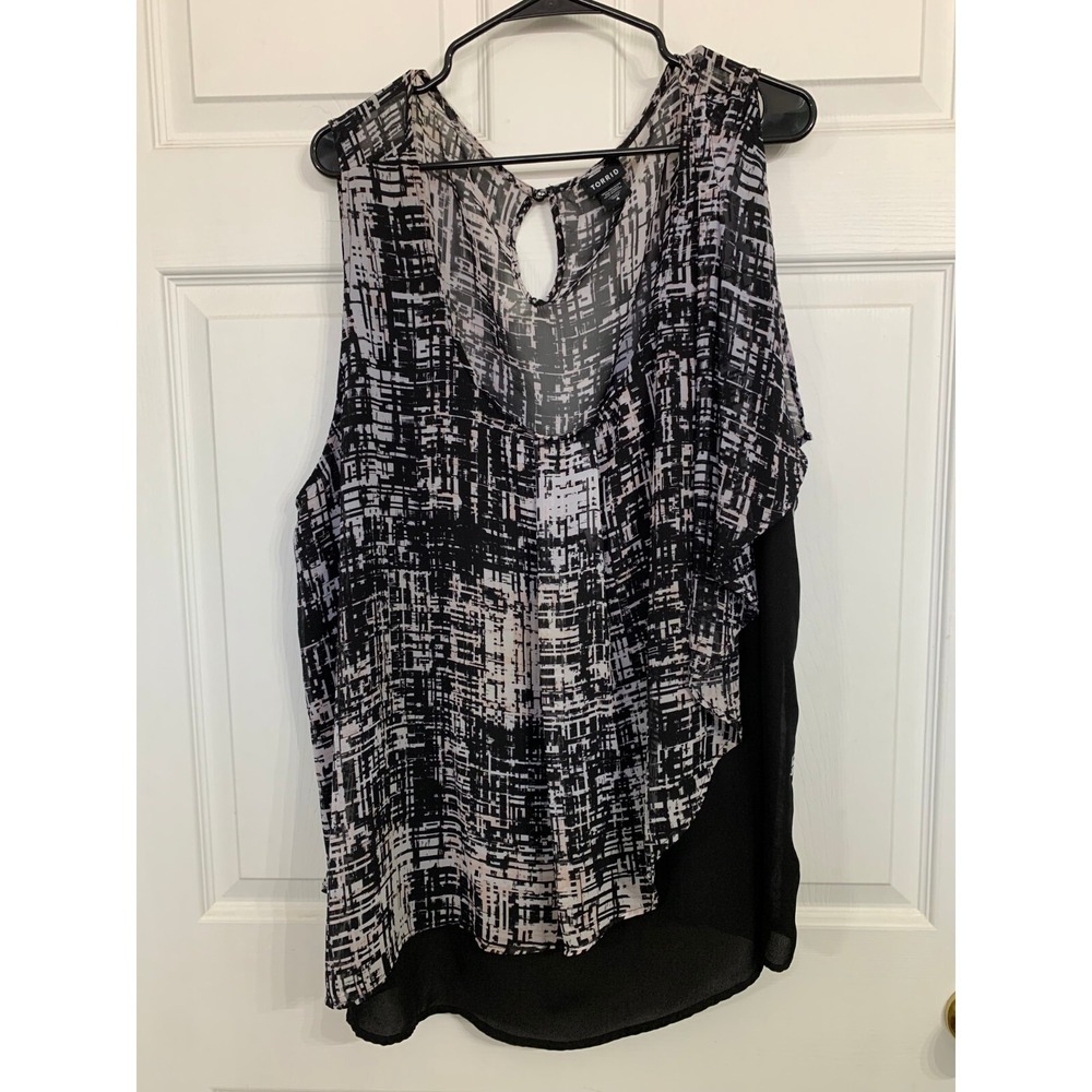 Torrid Size‎ 4 26 Black Plaid Criss Cross Print Layered Sleeveless Blouse